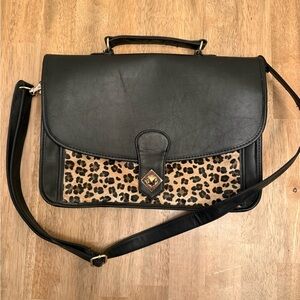 BDG Leopard Print and Black Briefcase Purse